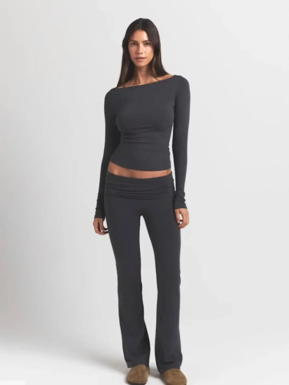 SKIMS Cotton Jersey Foldover Pant (Ash, size M) - Picture 1 of 9